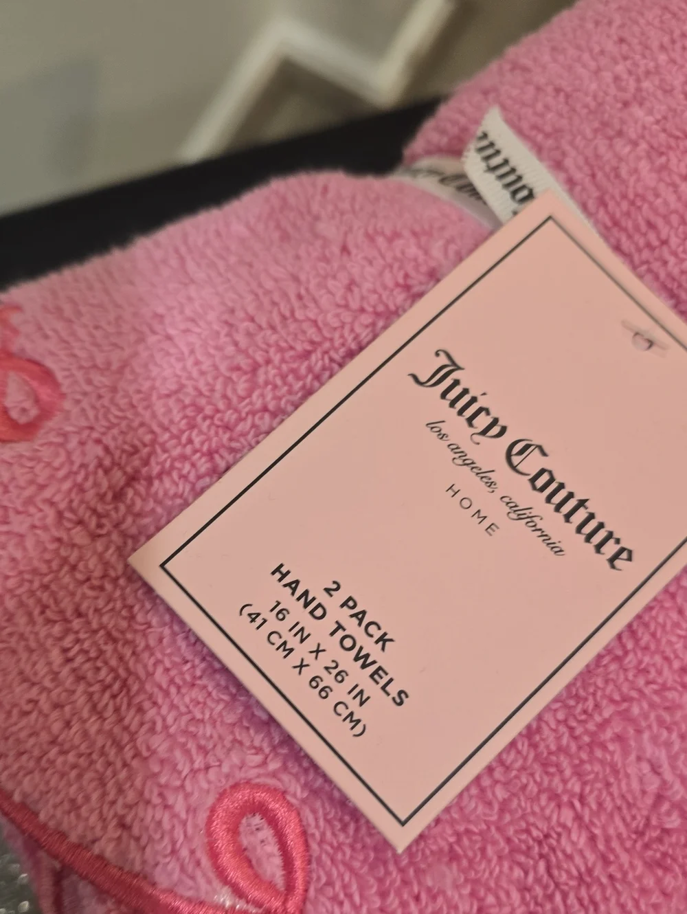 Juicy Couture Home Bow Trim Scalloped Hand Towel Set